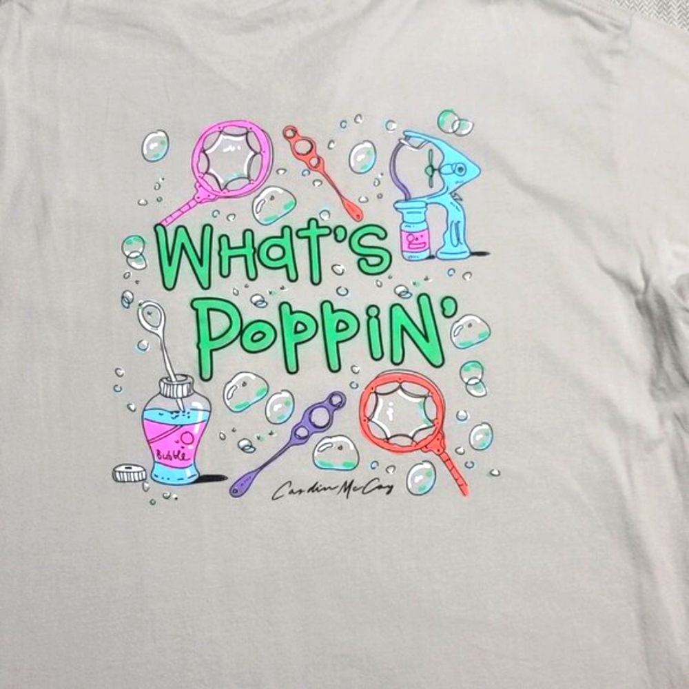 Cardin McCoy kids gray shirt "What's Poppin?" L (12/14)